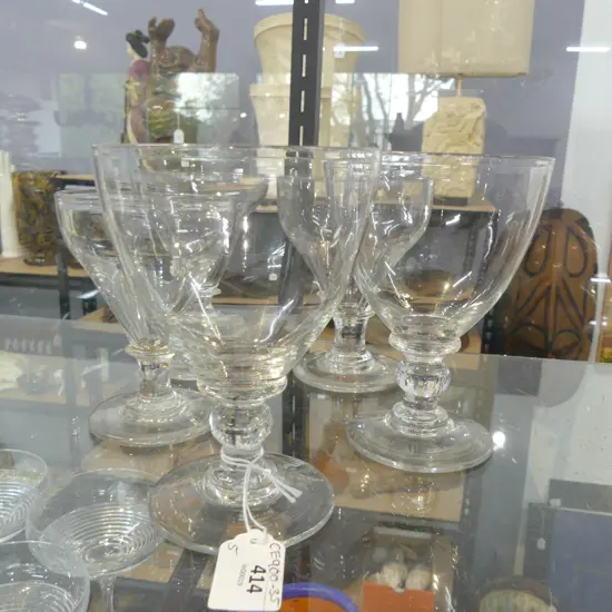 HARLEQUIN SET OF 5 GEORGIAN/VICTORIAN RUMMER GLASSES 