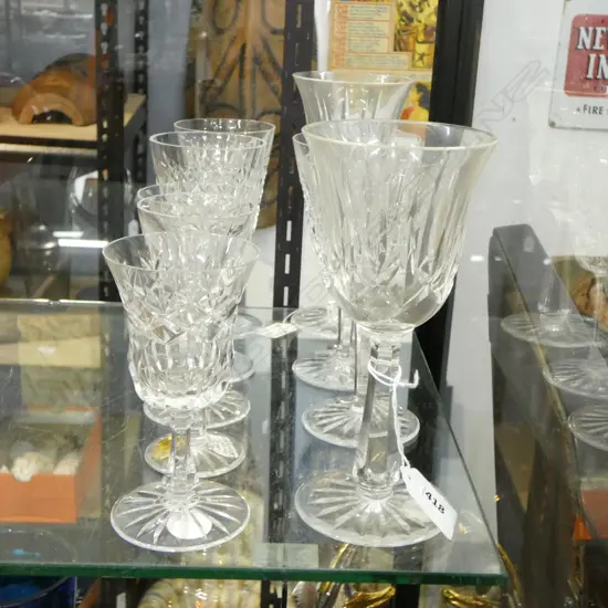 7 WATERFORD GLASSES MIXED PATS & 2 OTHER CRYSTAL GLASSES