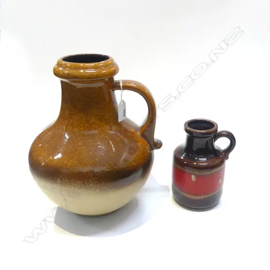 2 RETRO WEST GERMAN HANDLED VASES H.280 / 160mm