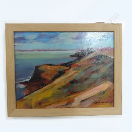 JOHN HORNER 'NORTHLAND COAST' SOUTH OF WHANGAROA; ACRYLIC ON BOARD H.190mm W.245mm