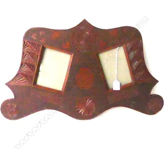 EARLY 20thC WOODEN CHIP CARVED FRAME 595x355mm