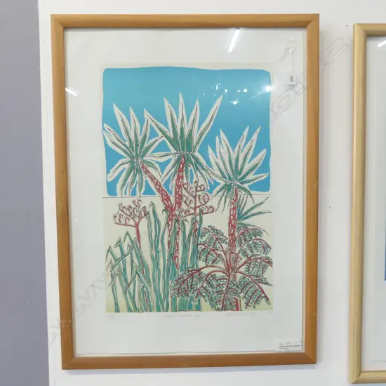 NUMBERED PRINT CABBAGE TREES & SKY BY CLAUDIA POND EYLEY H580 W400MM