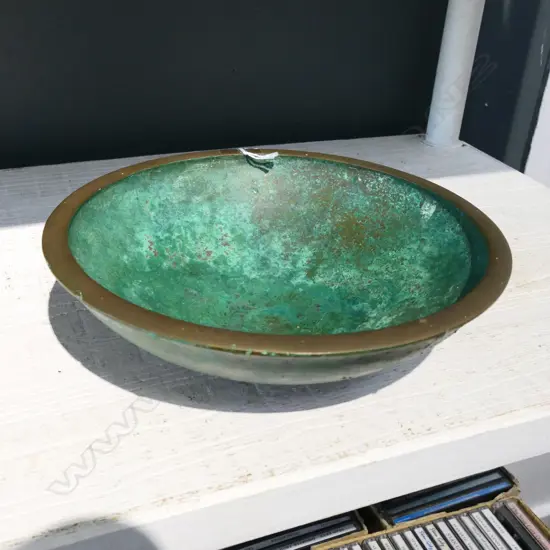 HEAVY STUDIO CAST BRONZE BOWL SIGNED DIA230MM
