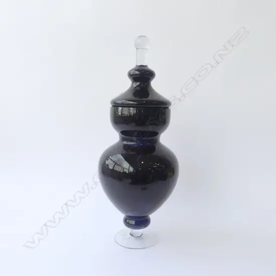 LARGE COLOURED GLASS LIDDED APOTHGRY JAR H550MM
