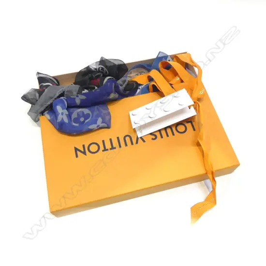 2 LOUIS VUITTON SCARFS + 1 CHANEL. In LV box