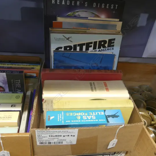 ASST. AVIATION & MILITARY BOOKS, 2 BOXES