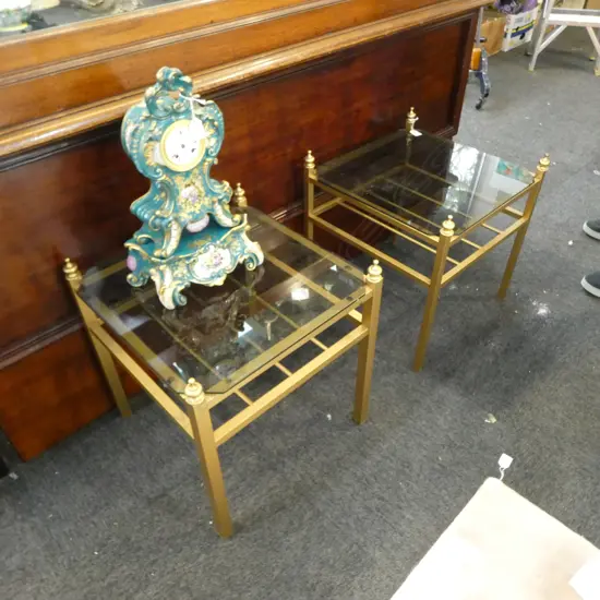 PR MODERN SIDE TABLES, GLASS TOP 455x455x505mm