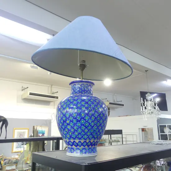 CERAMIC TABLE LAMP, PERSIAN PATTERN H460MM