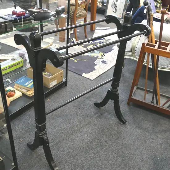 BLACK PAINTED WOODEN TOWEL RAIL W.820mm