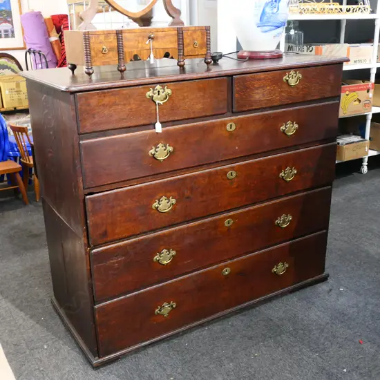 GEORGIAN OAK CHEST OF DRAWERS 1300x570x1120mm