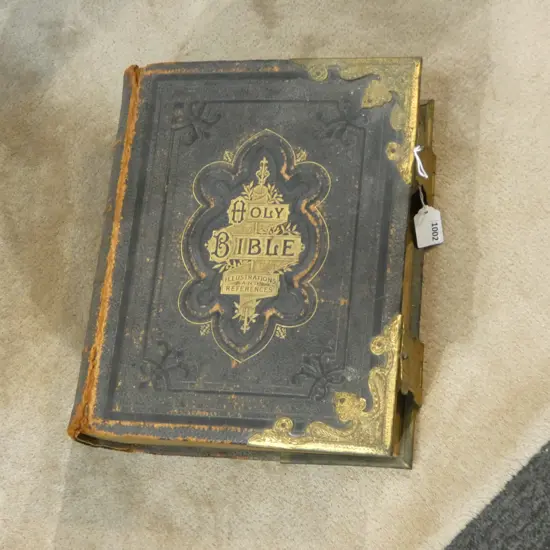 VICT BRASS & LEATHER BOUND FAMILY BIBLE H340MM