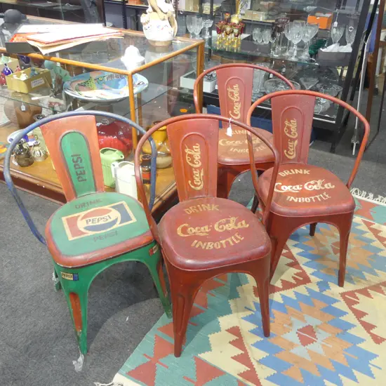4 INDUSTRIAL STYLE CHAIRS 'COCA-COLA'