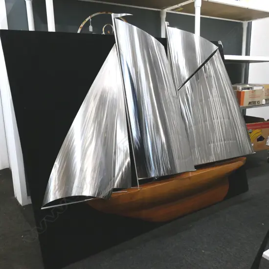 3D STAINLESS STEEL SAILBOAT ARTWORK BY JOHN BORROWS 1150x1450mm