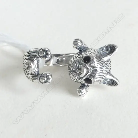 modern SILVER FRENCH BULLDOG RING 