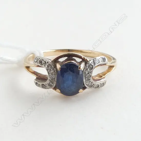 14CT SAPPHIRE AND DIAMOND RING 2.21gms SIZE O