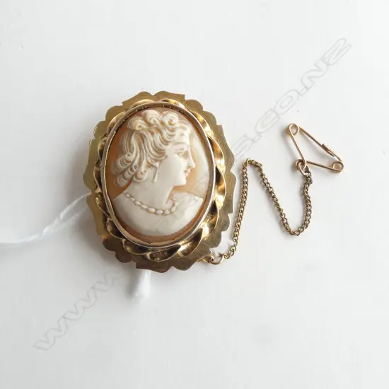 9CT GOLD AND CAMEO BROOCH 9gms