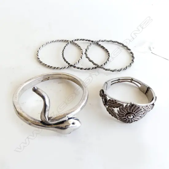 5 SILVER BRACELETS