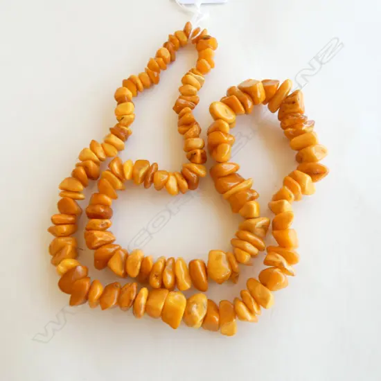 LONG BUTTERSCOTCH AMBER CHIP NECKLACE L.640mm