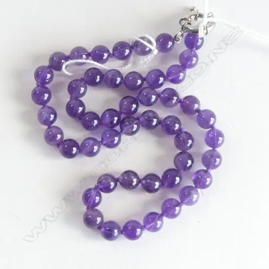 AMETHYST BEAD NECKLACE, L.440mm