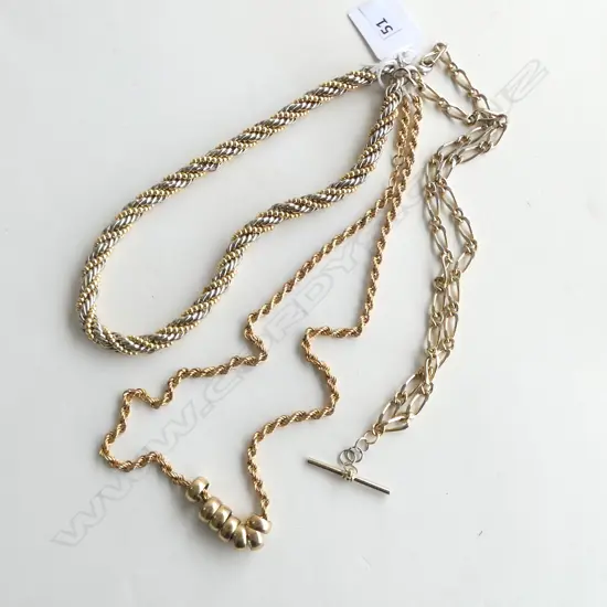 THREE COSTUME GOLD METAL CHAINS