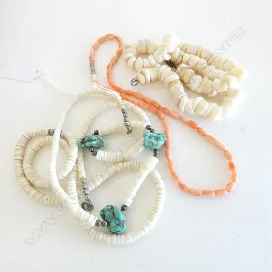 4 CORAL / SHELL NECKLACES