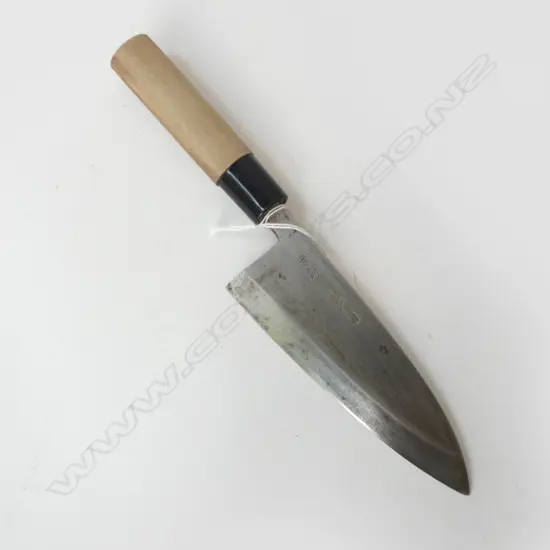 1950's JAPANESE CHEF'S KNIFE, CARBON STEEL, SIGNED, BLADE L.165mm