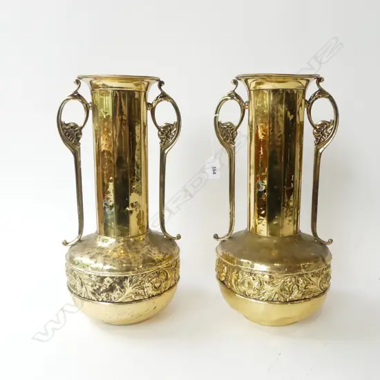 PR ORNATE DECO STYLE BRASS VASES H.380mm