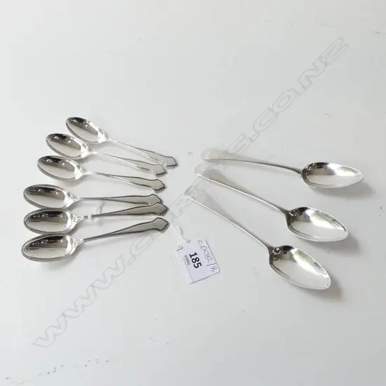 9 STG SILVER TEA SPOONS; 6 SHEFFIELD 1926, 3 LONDON 1794 120grms