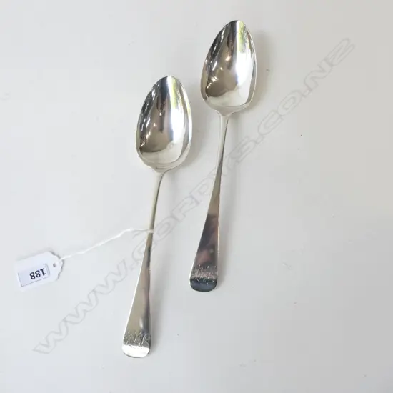 PR GEO. STG SILVER TABLE SPOONS, NAPHTALI HART LONDON 1812 113gms