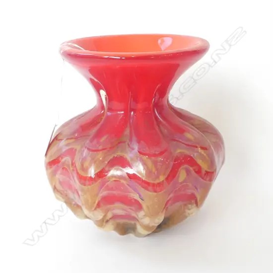 RED ART GLASS VASE H.210mm