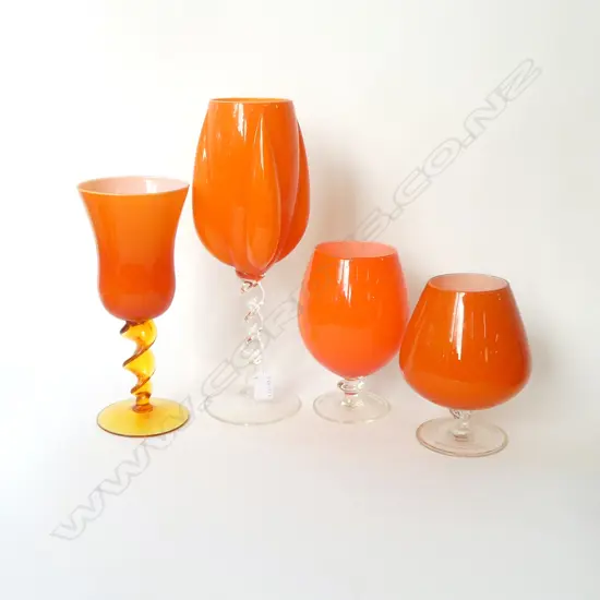 4 PCES ORANGE MURANO GLASS H.385mm