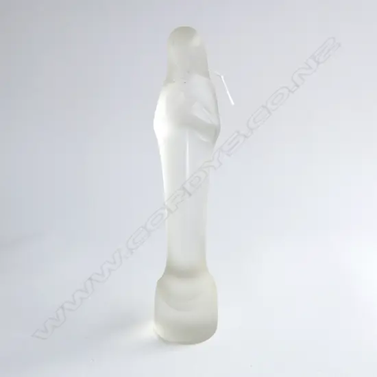TALL OLD SATIN GLASS MADONNA FIGURE MAKERS MARK FOR UITERWAAL LEERDAM, H.230mm