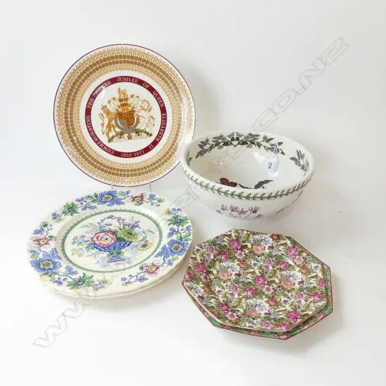 PORTMEIRION BOWL 240mm dia + 5 PLATES; PR MASONS STRATHMORE PLATES 260mm dia AF, 3 OTHER