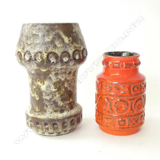 2 RETRO VASES; ITALIAN + WEST GERMAN TALLEST 200 mm