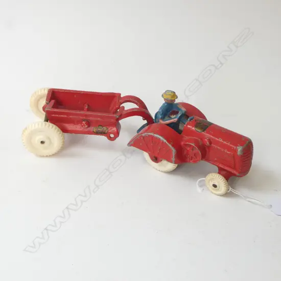 VINTAGE FUN HO CAST METAL TRACTOR AND TRAILER