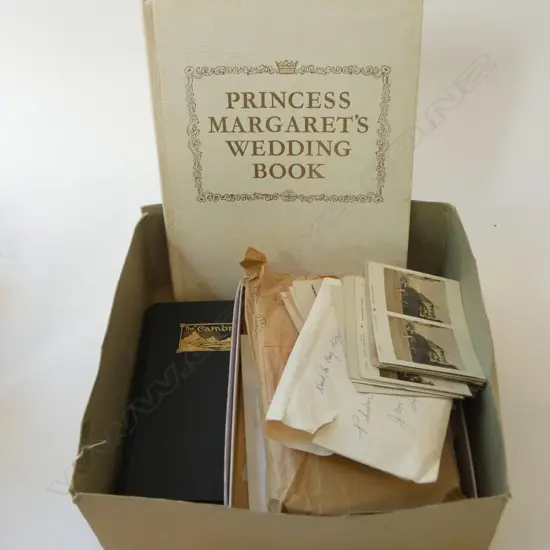 ASST. STAMPS, OLD PHOTOGRAPHS, PRINCESS MARGARET'S WEDDING BOOK etc