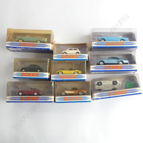 9 DINKY MODEL CARS, BOXED