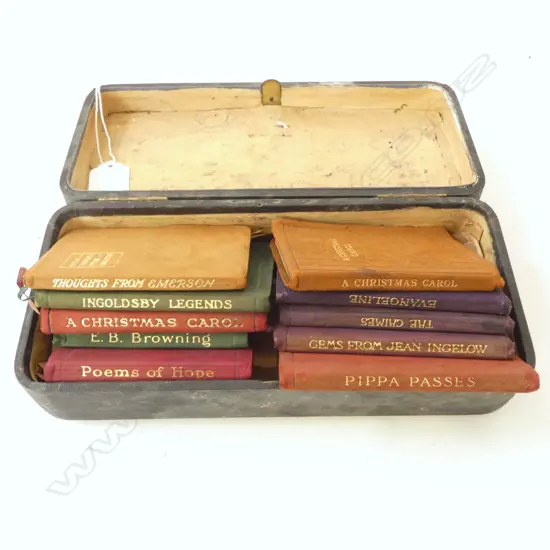 10 SMALL ANTIQUE POETRY BOOKLETS, CASED W.245mm