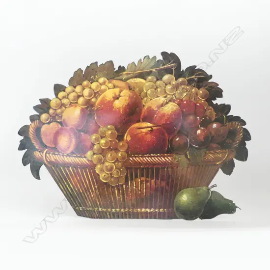 FRENCH PRINTED METAL BASKET OF FRUIT DOORSTOP H.260mm 