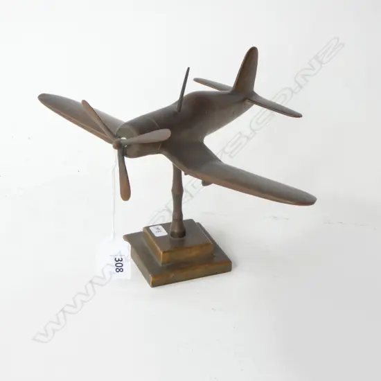 SOLID BRASS WWII FIGHTER PLANE H.160mm