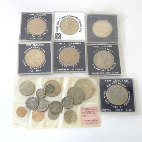 ASST COMEMORATIVE COINS, COINS OF NZ 1967 & 7 LOOSE