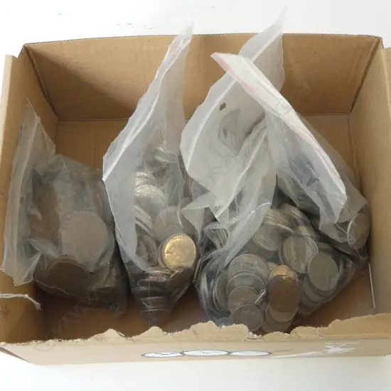 5 BAGS OLD COINAGE MAINLY NZ copper pennies etc