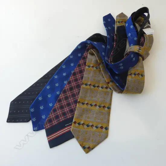 FOUR VINTAGE DESIGNER TIES; VALENTINO, BALENCIAGA, DUNHILL & NINA RICCI