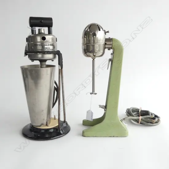 (3489,3387) WISCONSIN ELECTRIC Co. 'DUMORE' H.340 & A.C. GILBERT Co. 'GILBERT' H.330mm MILKSHAKE MACHINES + 1 GLASS