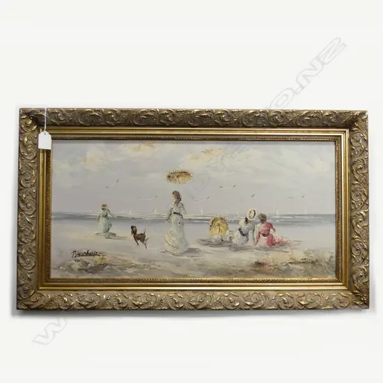 INDISTINCTLY SIGNED, OIL ON BOARD, 590x280mm