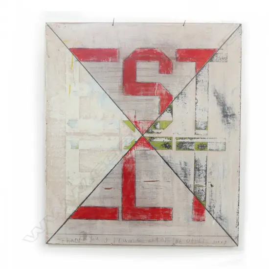 ARTIST UNKNOWN ACRYLIC ON BOARD THANK YOU J FRAME  630 X 560 MM