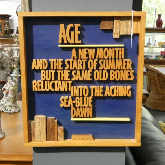 TARA MCLEOD WOOD CARVED RIEMKE ENSING POEM, 2005 410x365mm