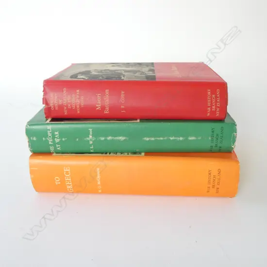 3 BOOKS; OFFICIAL HISTORY OF NZ IN THE SECOND WORLD WAR; 28 MAORI BATTALION, TO GREECE & NZ PEOPLE AT WAR