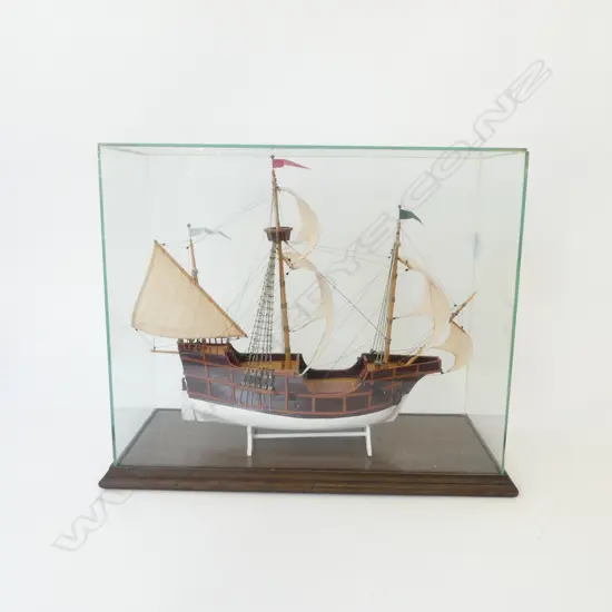 SAILBOAT IN GLASS DISPLAY CASE 440x200x355mm
