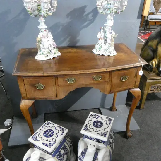 LATE 19C GEORGIAN STYLE 3 DRAWER WALNUT SIDE TABLE W920mm X H 730mm requires some attention